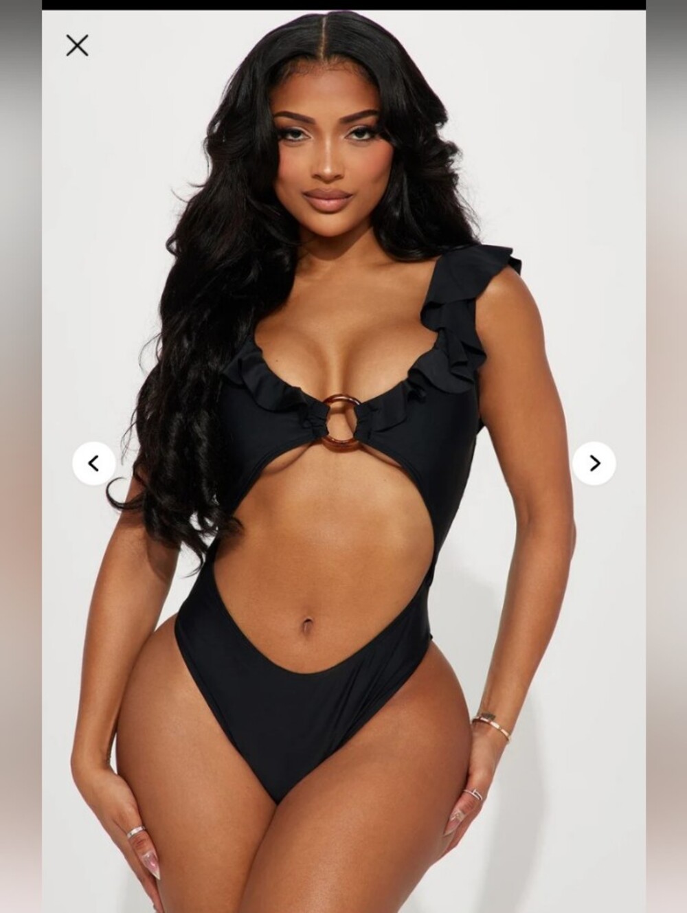 Nwt Fashion Nova Katherine Cutout one Piece Black Swimsuit Size XL